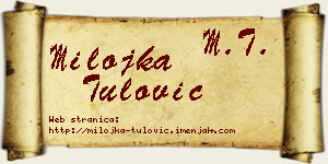 Milojka Tulović vizit kartica
